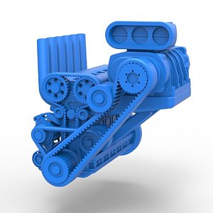 3D Diecast Supercharged straight-six engine Scale 1 to 25