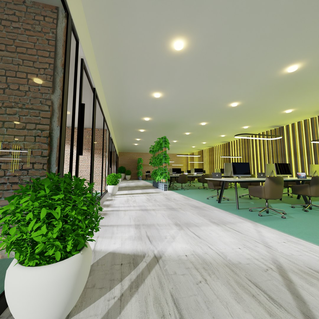 Modern Office With Meeting Rooms And Seating Area 3D Model - TurboSquid ...