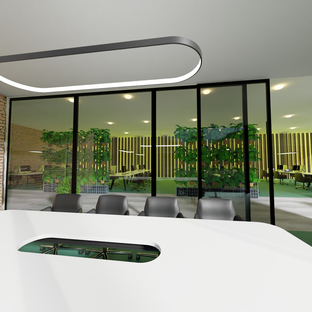 Modern Office With Meeting Rooms And Seating Area 3D Model - TurboSquid ...