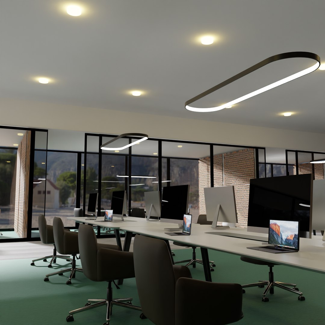 Modern Office With Meeting Rooms And Seating Area 3D Model - TurboSquid ...