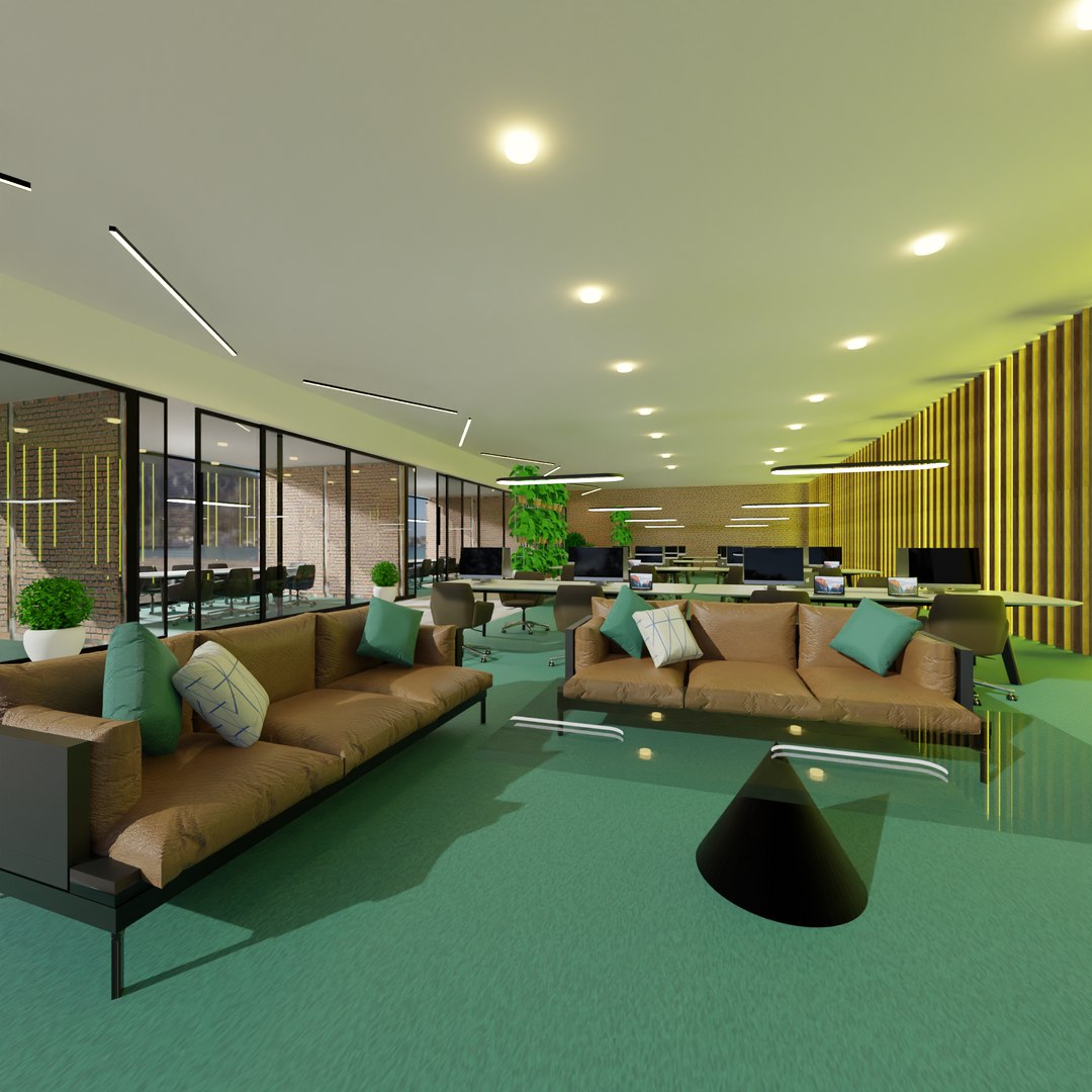 Modern Office With Meeting Rooms And Seating Area 3D Model - TurboSquid ...