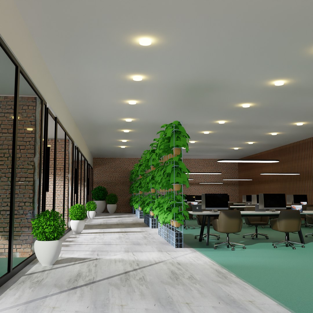Modern Office With Meeting Rooms And Seating Area 3D Model - TurboSquid ...