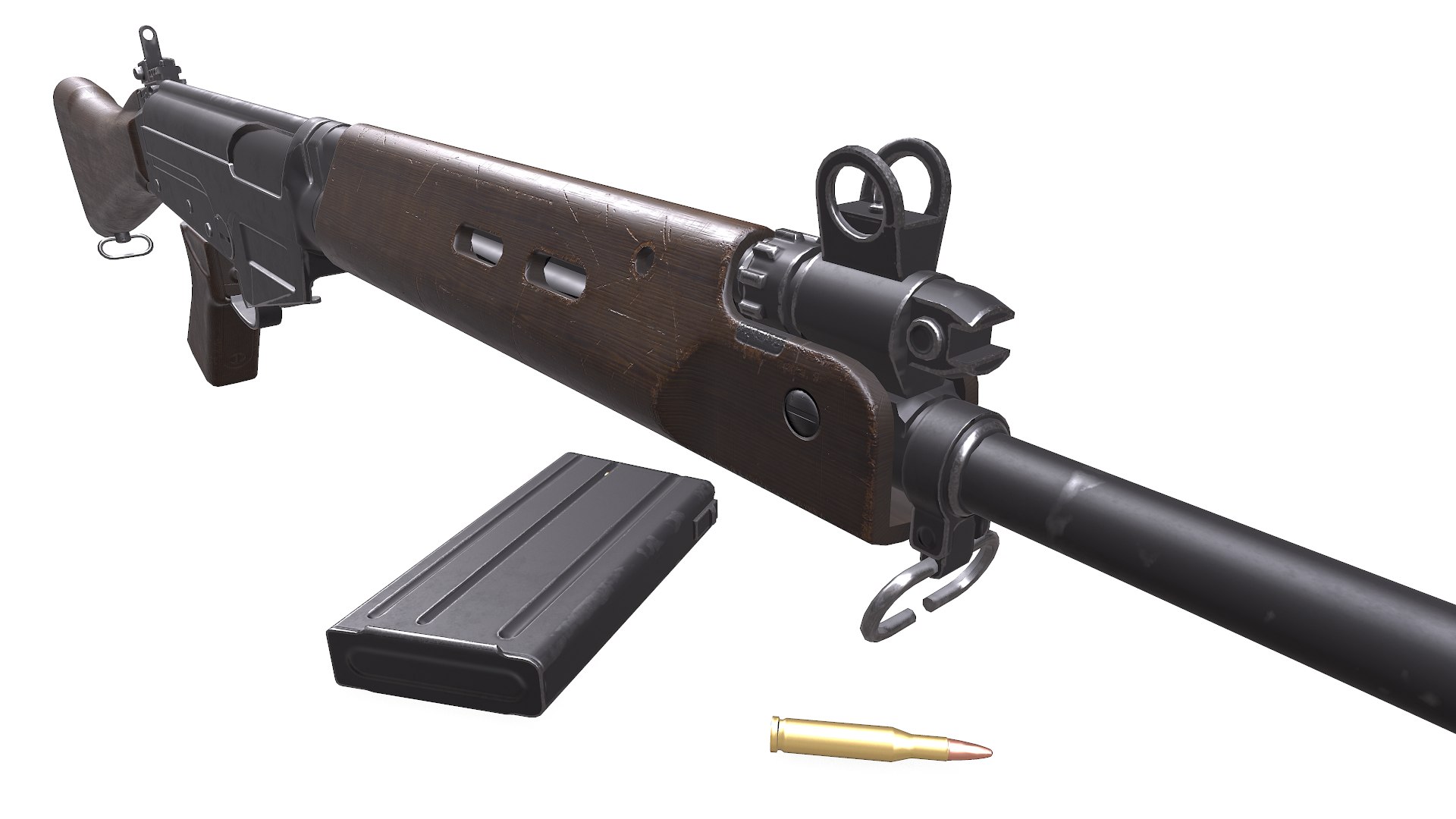 L1A1 SLR Self-Loading Rifle Low-poly PBR Model - TurboSquid 2077786