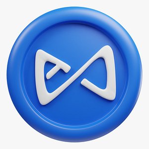 Axie Infinity Shard or AXS blue crypto coin with cartoon style