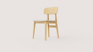 Scandinavian Light Wood Dining Chair with Upholstered Seat