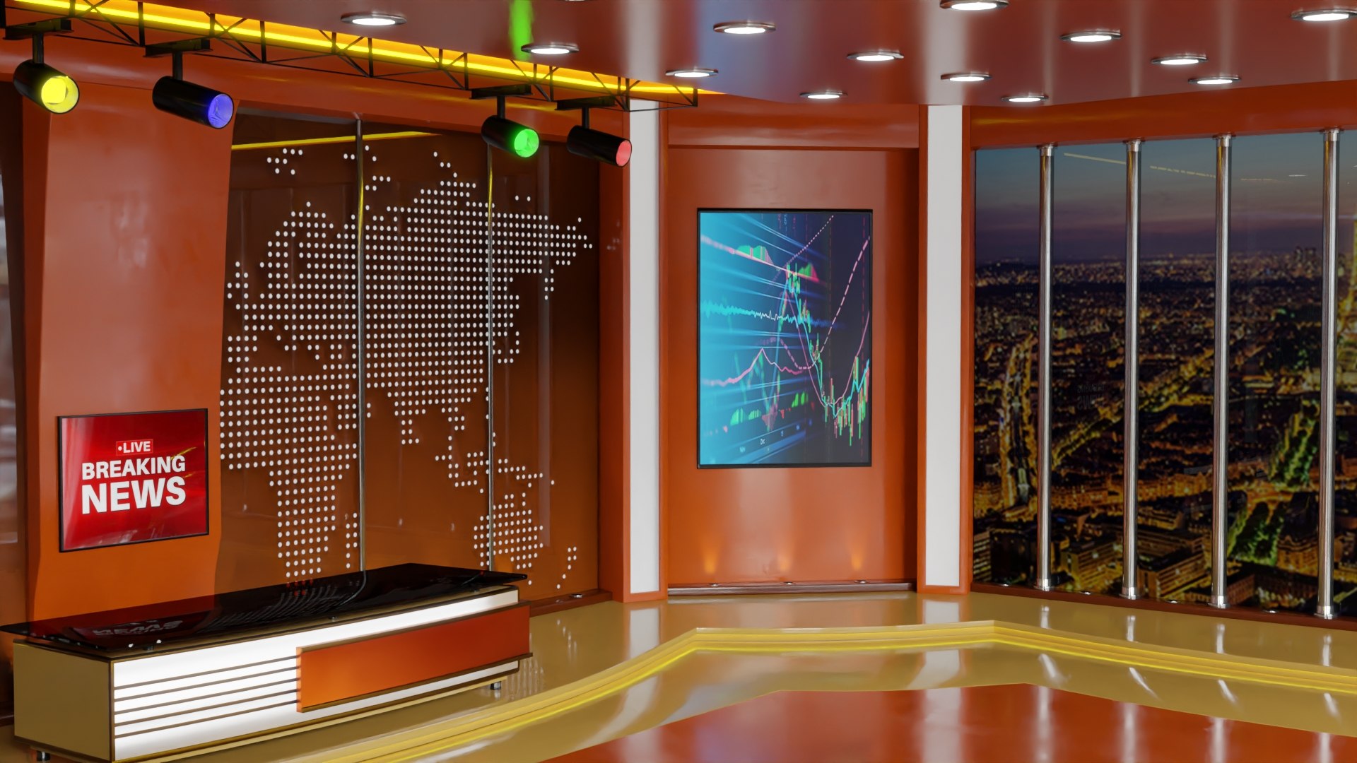 TV News Studio 3D Model - TurboSquid 2099023