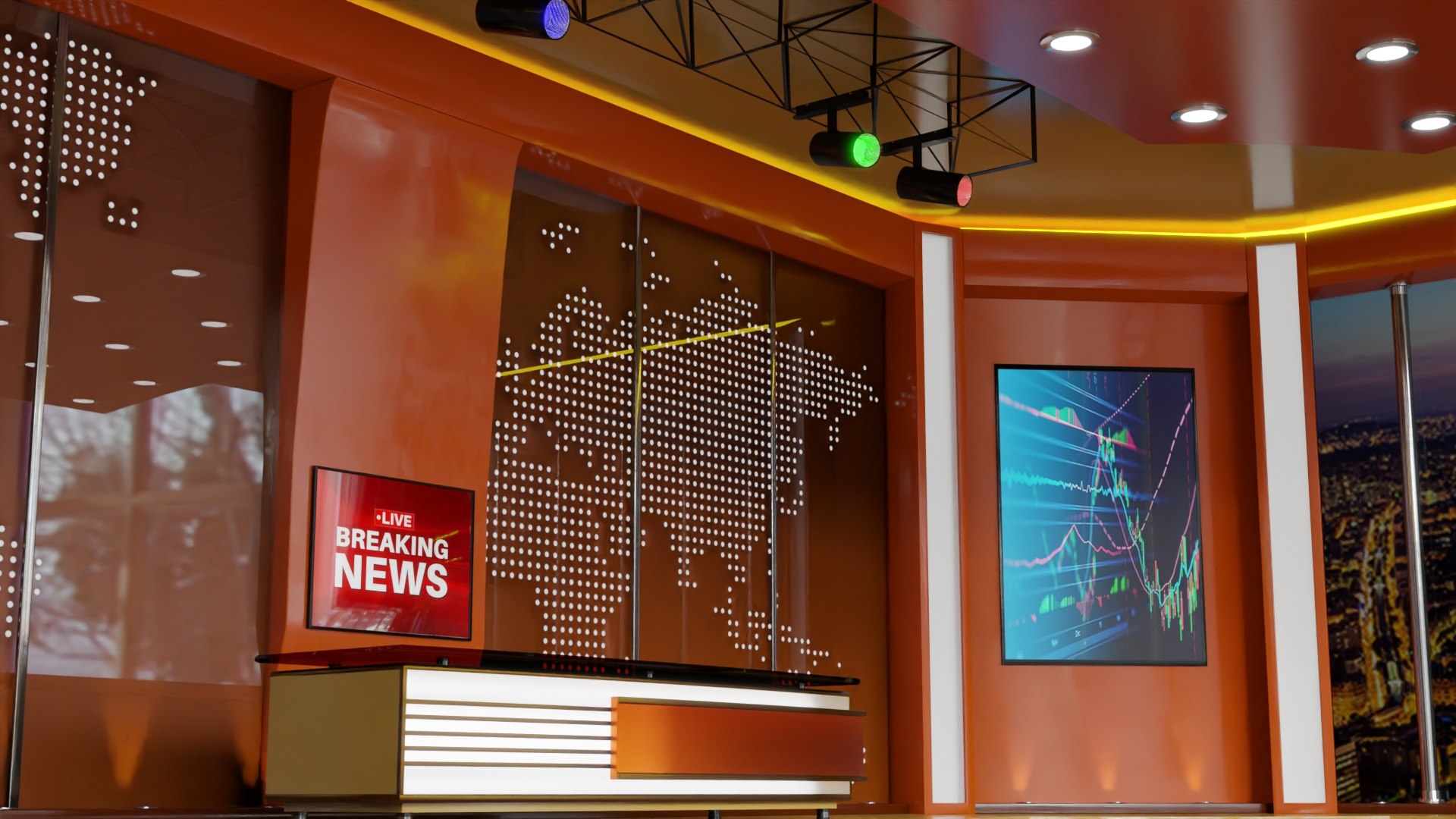 TV News Studio 3D Model - TurboSquid 2099023
