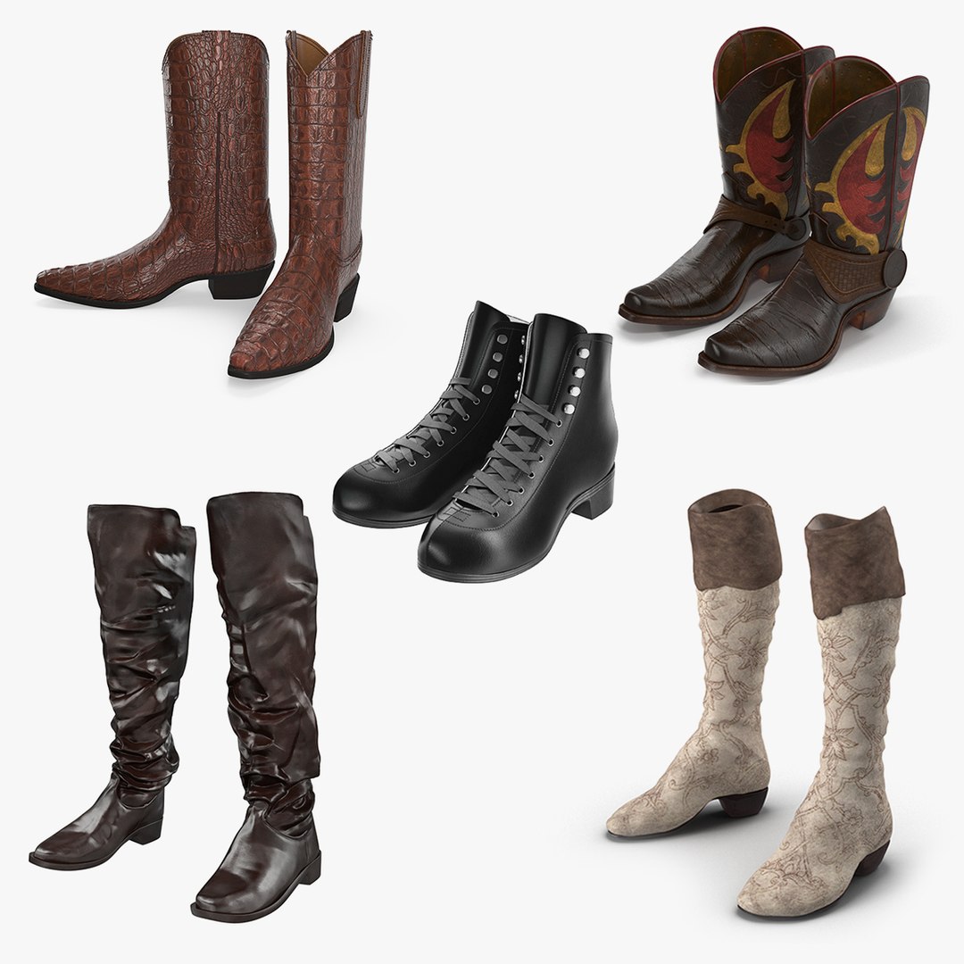 High Boots Collection 3 3D model preview