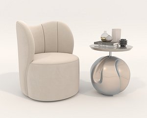 3D Modern Coffee Table and Armchair Set 83 model
