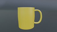 Yellow Ceramic Mug Game Ready 3D Model