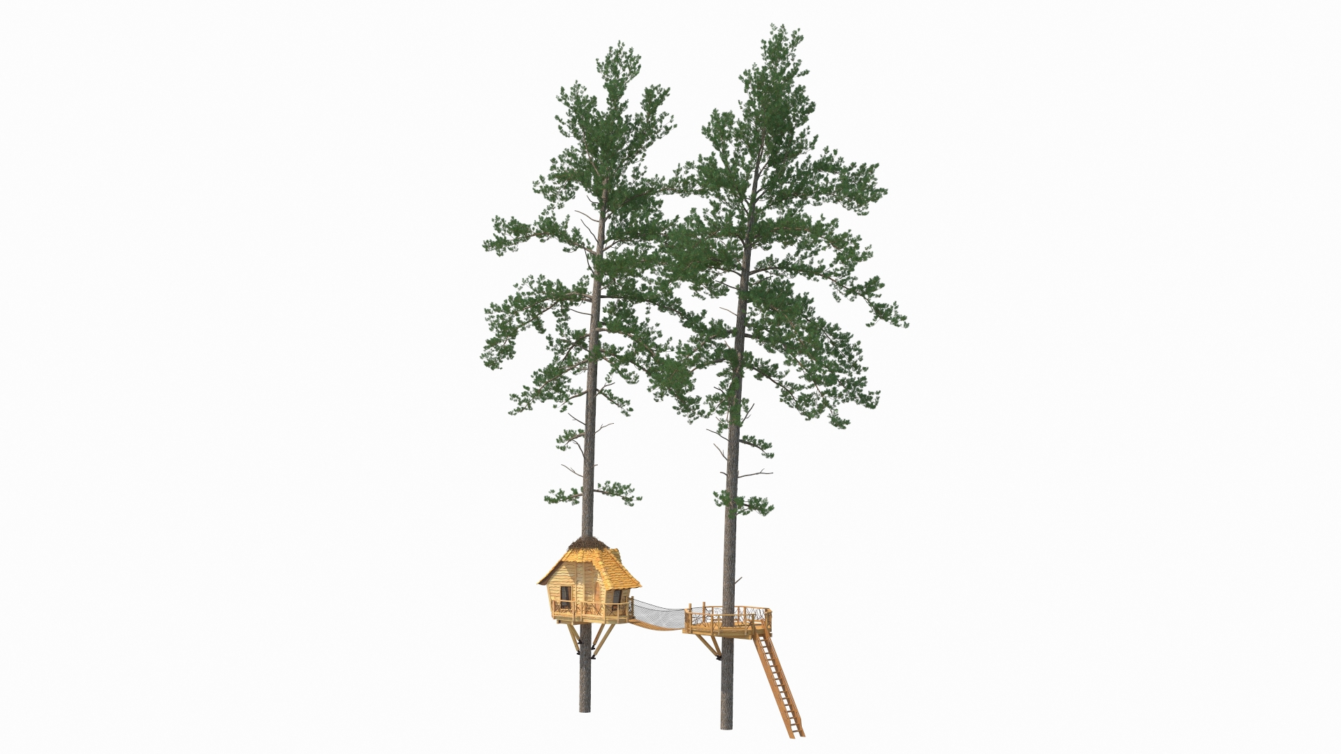 3D Large Tree House With Pines - TurboSquid 2099501
