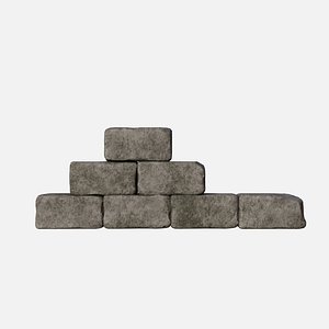 Old dirty bricks wall 2 3D model