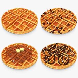 realistic waffle set 3d model