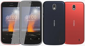 3D realistic nokia 1 blue model