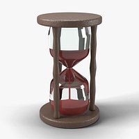 Hourglass with Blood Red Sand and Dark Wood Frame - Gothic Horror Prop