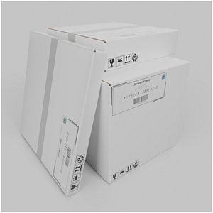 White Cardboard Box Square Proportions Trio – Rigged and Customizable
