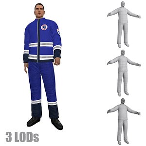 Paramedic 4 LOD's Rigged