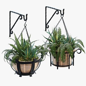 Outdoor hanging baskets two 3D