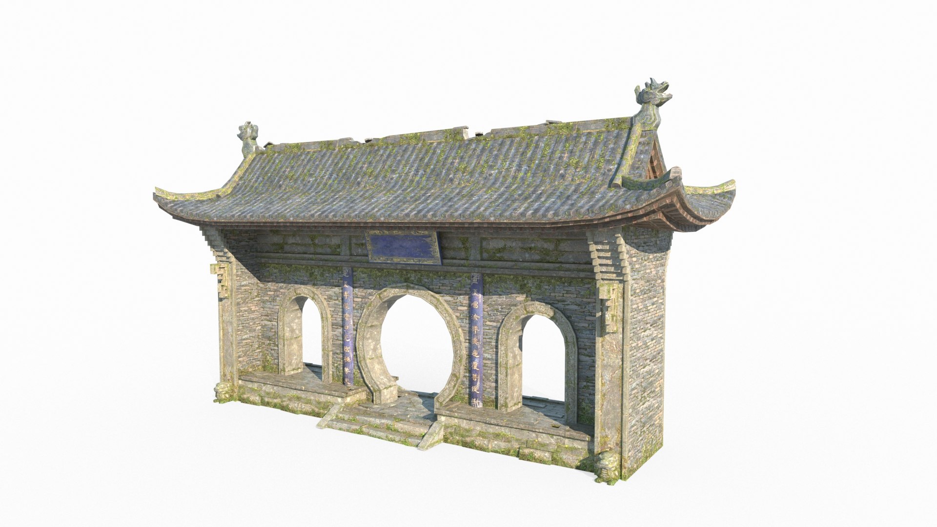 Three Hole Gate In Ancient Asian Architecture Model - TurboSquid 2069891