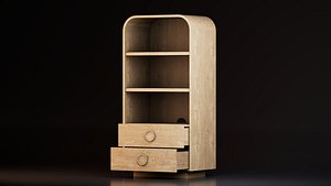 Modern Wooden Storage Cabinet with Shelves and Two Drawers