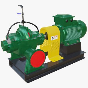 Centrifugal Pump Split Case with AC Motor 3D