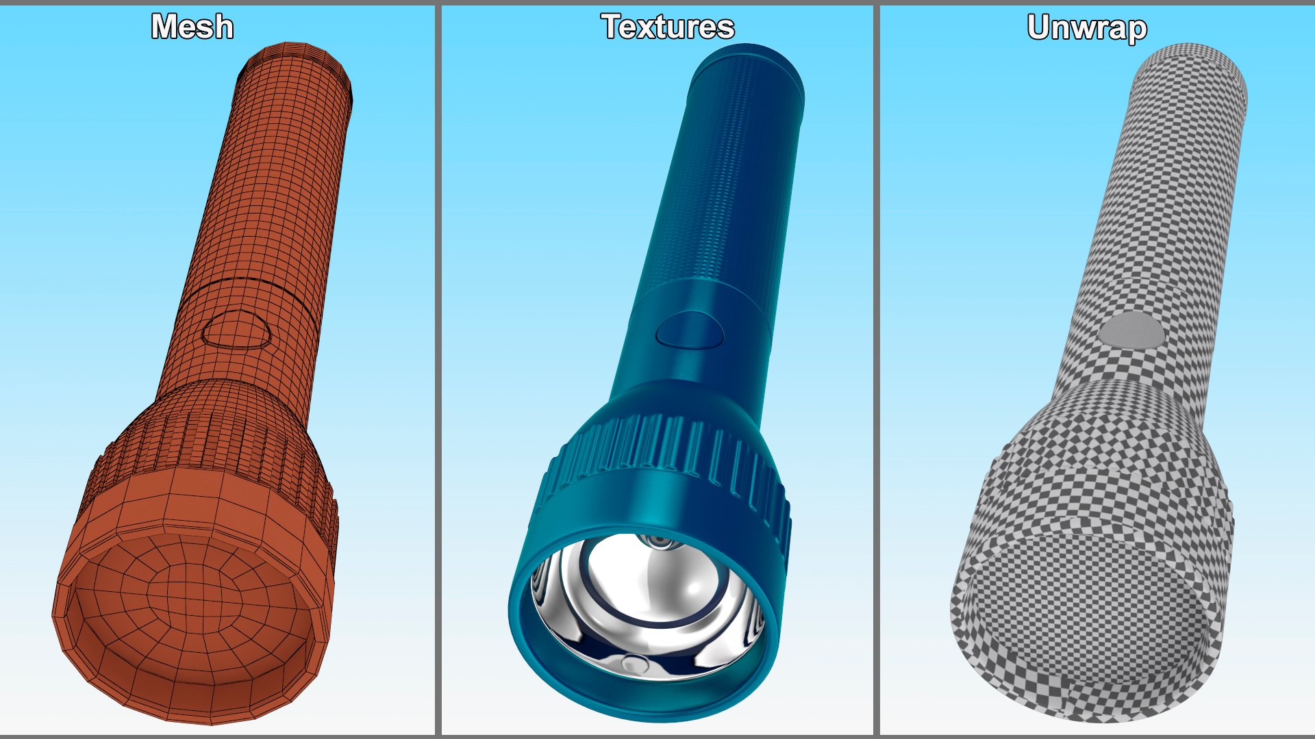 3D Blue Metal Police Flashlight Model - TurboSquid 2148543
