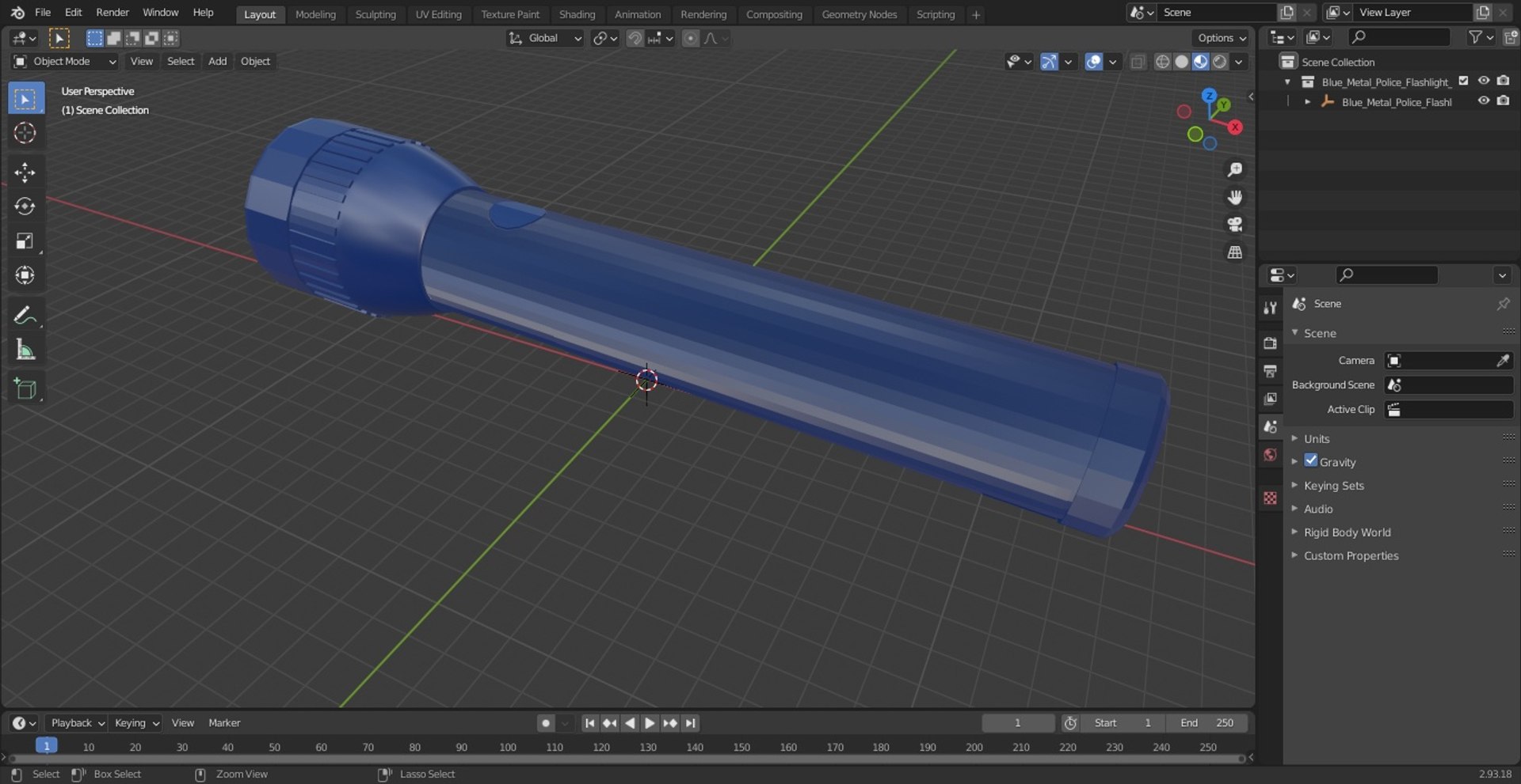 3D Blue Metal Police Flashlight Model - TurboSquid 2148543