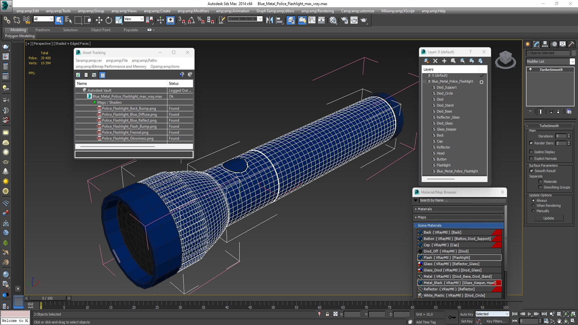 3D Blue Metal Police Flashlight Model - TurboSquid 2148543
