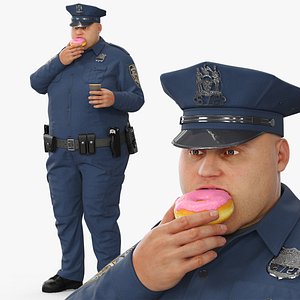 3D model Overweight NYPD Officer Eating Donut