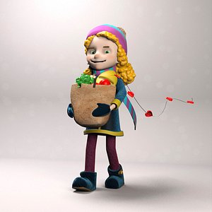 3D model cute cartoon girl
