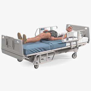 3D model Patient on Hospital Bed Rigged for Maya