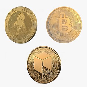 Cryptocurrency Coins Gold Collection model