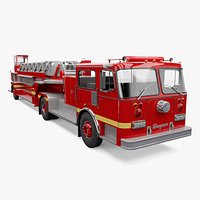 1986 Seagrave Tractor Drawn Aerials Fire Truck Low Poly