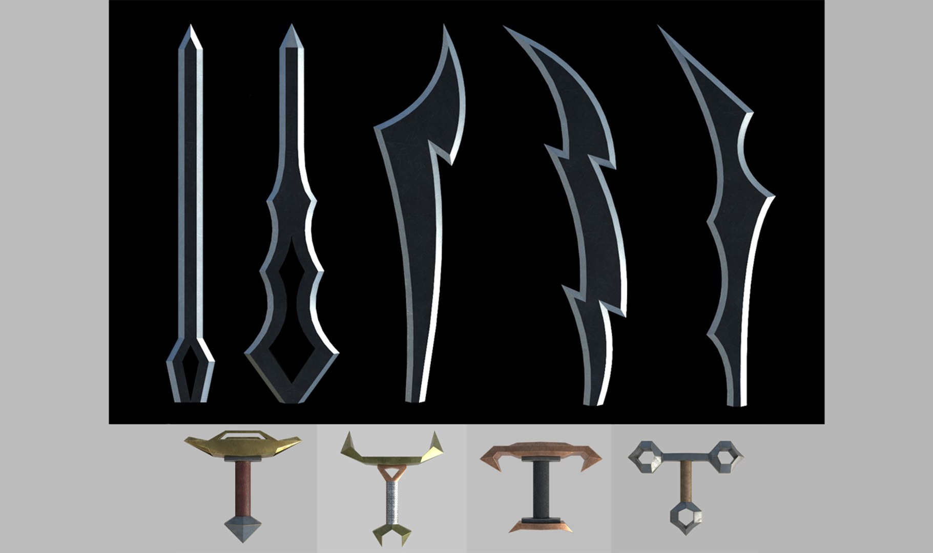 Modular Sword Pack Axe 3D Model - TurboSquid 1541198