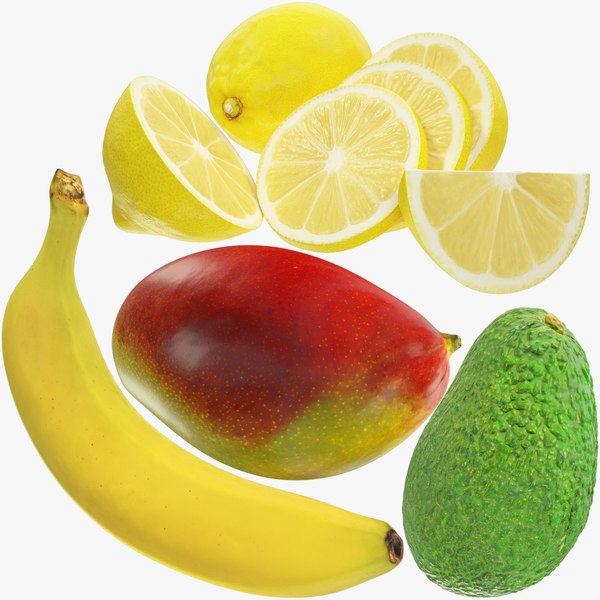 3D Mango Banana Avocado and Lemons Collection V1 model