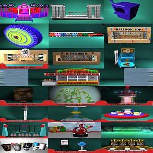 carnival booth rollercoaster 3d model