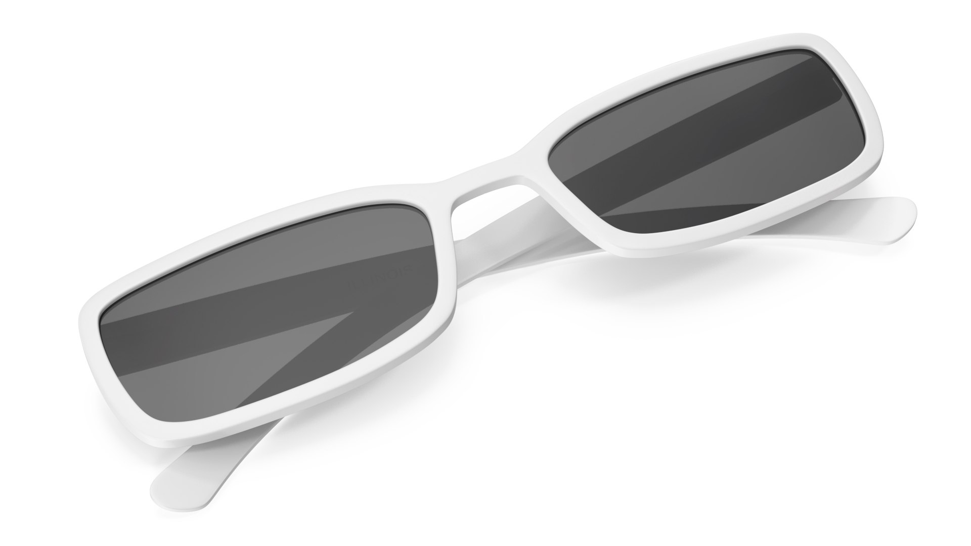 Optical Square Glasses with White Frame Folded 3D model preview