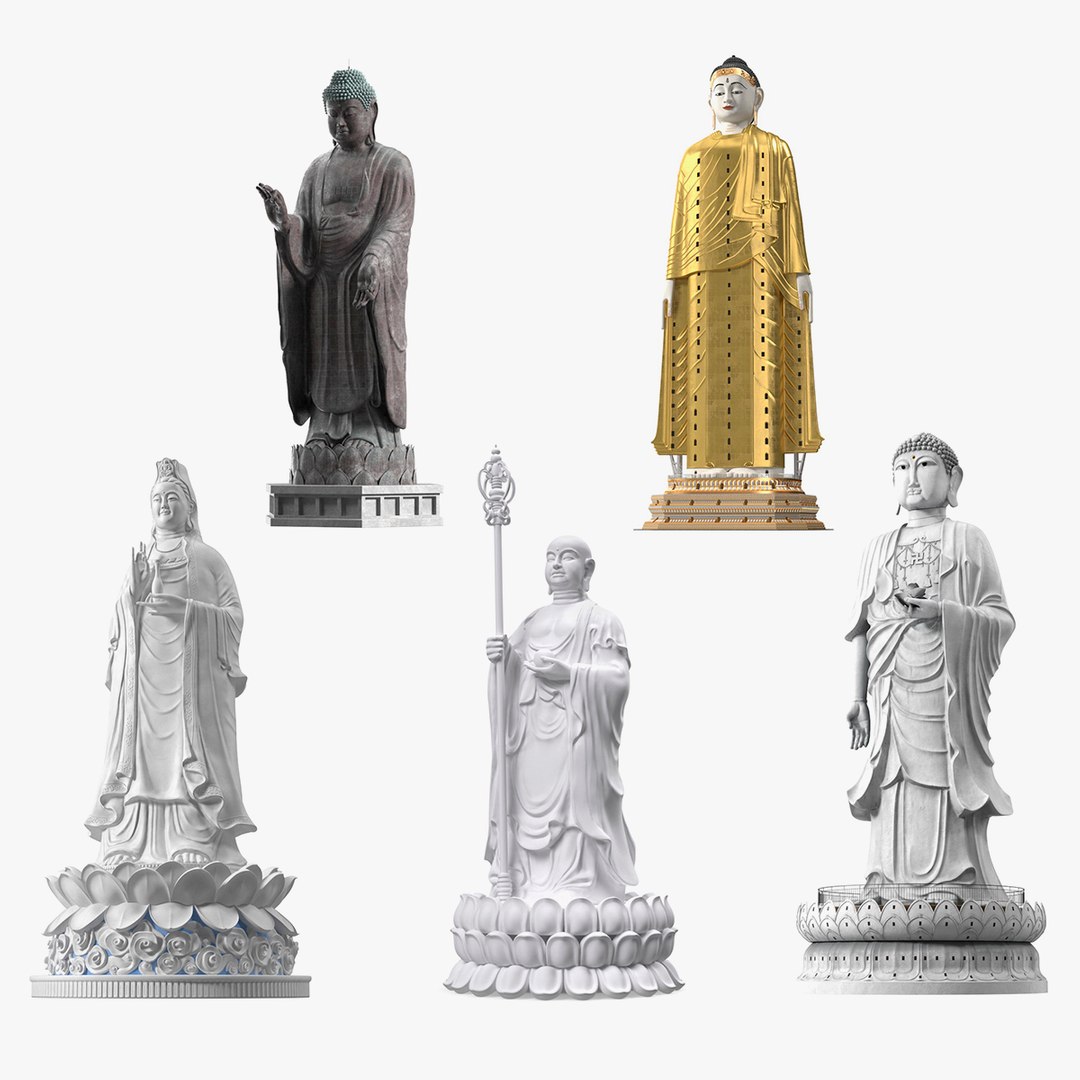 Buddha Statues Collection 6 3D model preview