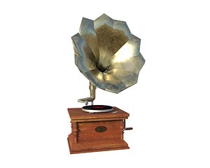 3D old vintage vinyl record player- Tocadisco
