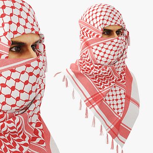 Arabian Man with Red Keffiyeh Head Wrap
