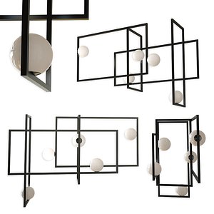 mondrian glass ceiling light 3D