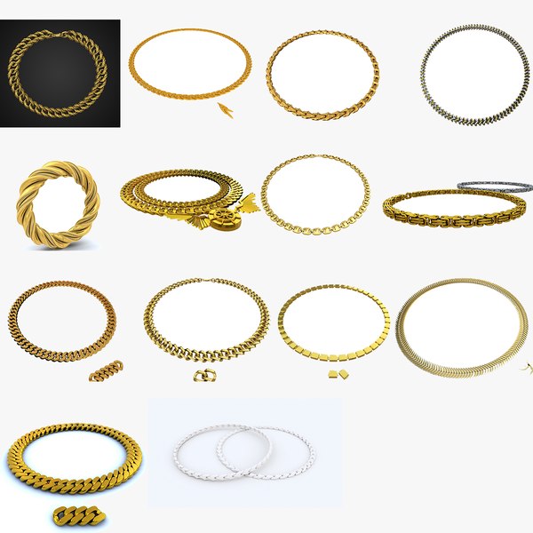 3D Gold Chain Unique Bundle Collections model