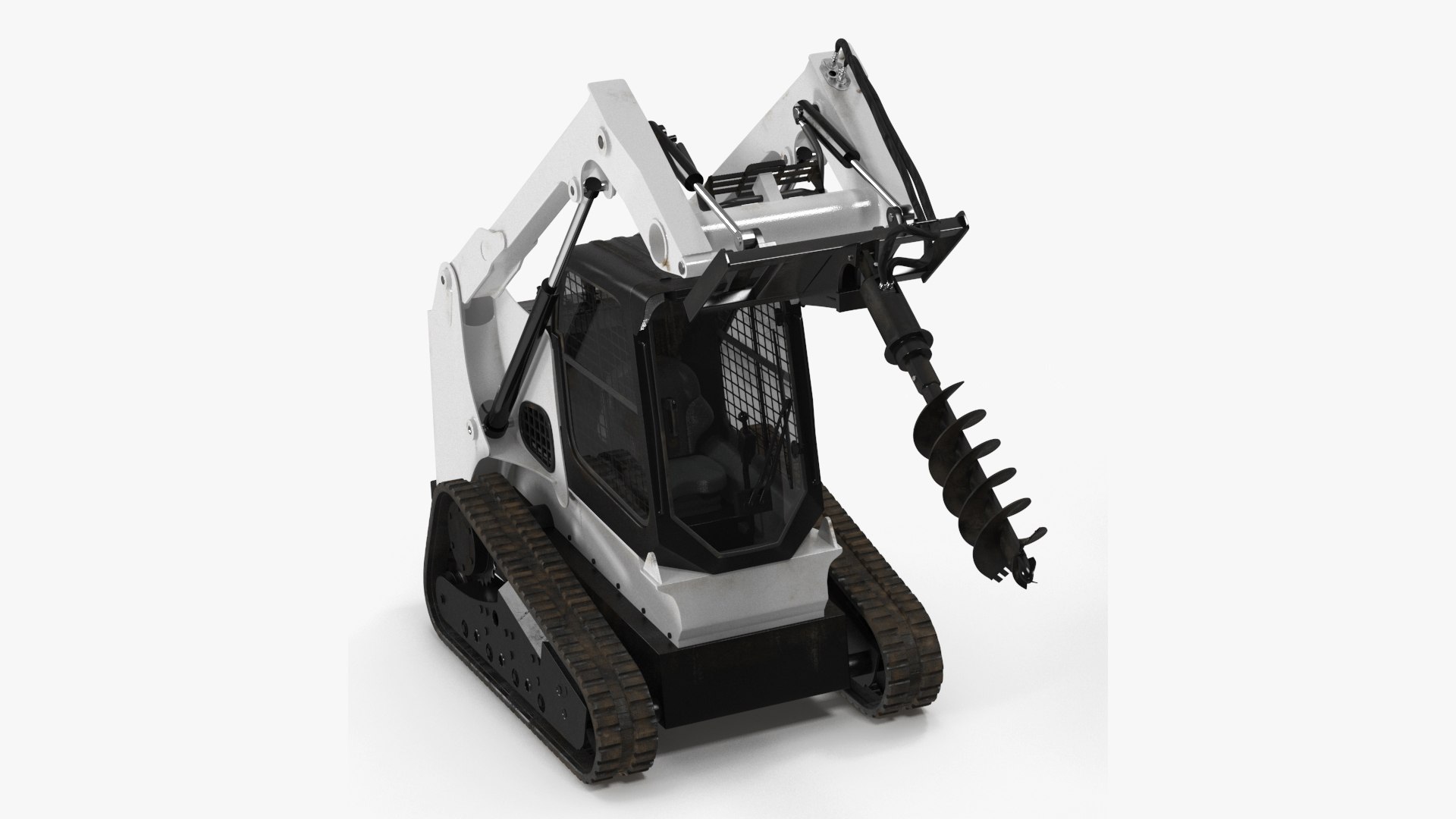 Track Skid Steer with Post Hole Auger Rigged for Maya 3D model preview