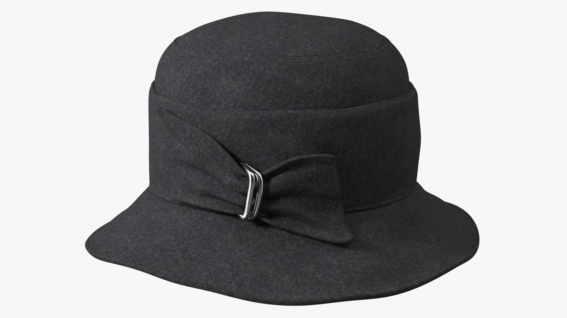 Cloche Women Hat Black 3D model preview