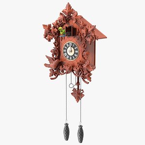 Wooden Cuckoo Clock Red 3D