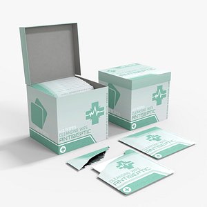 Antiseptic Wipe Box Medical Low-poly 3D model