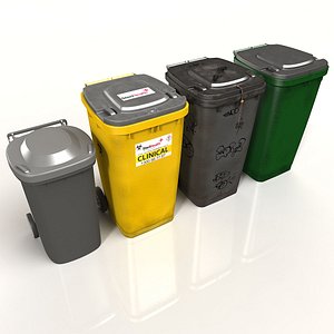 3d kit wheelie bins model