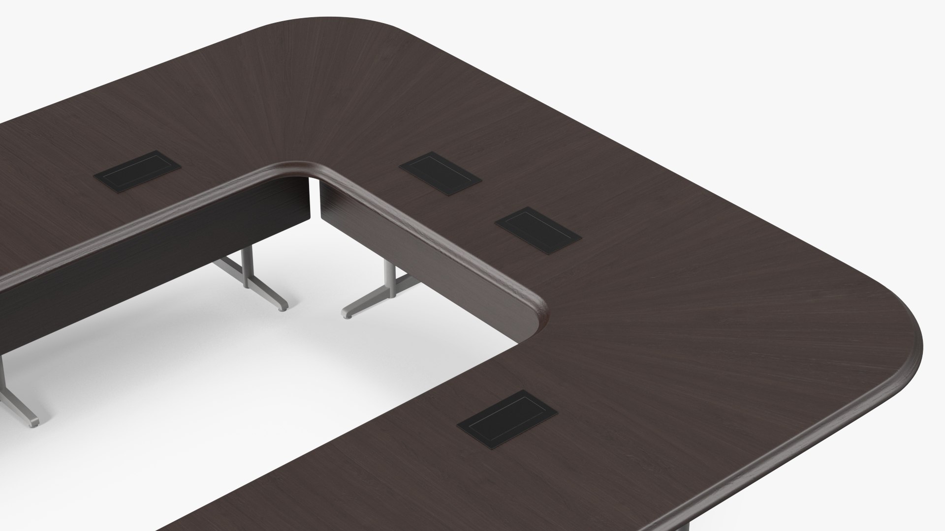 3D Modern U Shape Conference Table Dark Wood - TurboSquid 1767394