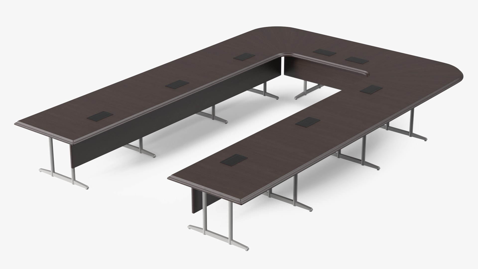 3D Modern U Shape Conference Table Dark Wood - TurboSquid 1767394