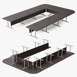 Modern U Shape Conference Table Dark Wood
